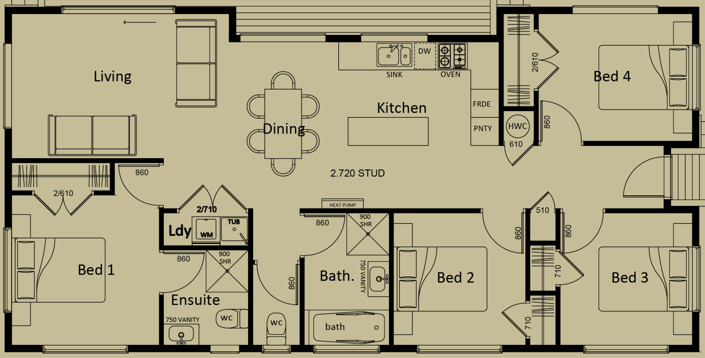 Estuary (104.3sqm) 4 Double Bedrooms